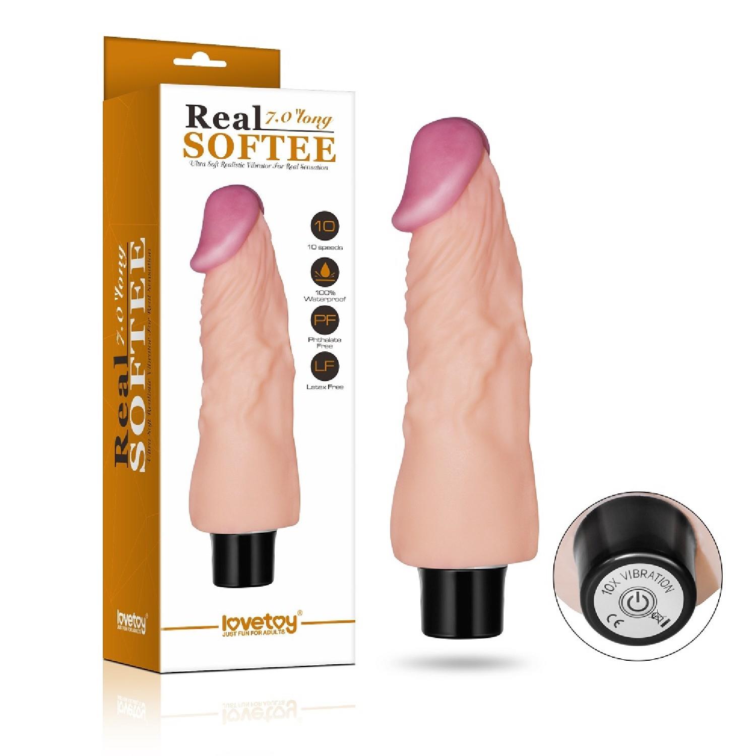 Dildo 7" real softee vibrating dildo